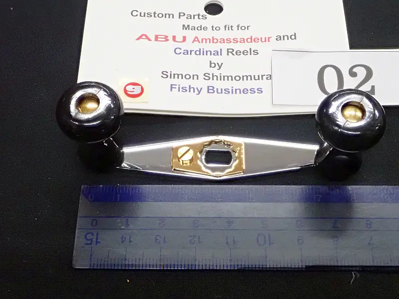 【カハラ】 パワーハンドル 80mm ミラー/シルバー・ブラックノブ・リテーナー/ゴールド 02 中古